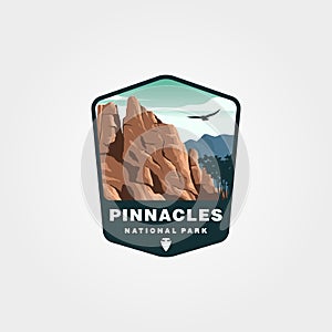 Pinnacles national park vector patch logo symbol illustration design, us national park collection design photo