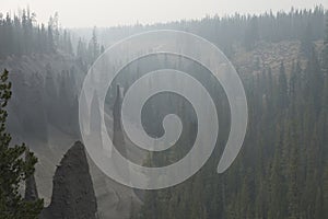 Pinnacles Obscured by Wildfire Smoke