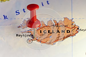 Pinned map of Reykjavik Iceland