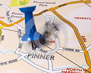 Pinner on a UK Map