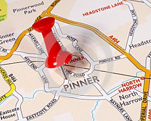 Pinner on a UK Map