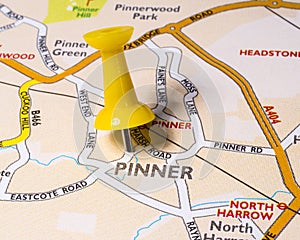 Pinner on a UK Map