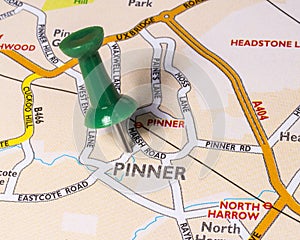Pinner on a UK Map photo