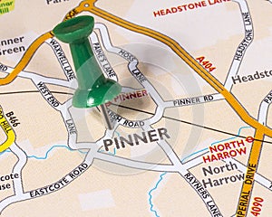 Pinner on a UK Map photo