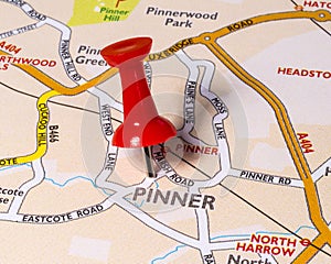 Pinner on a UK Map