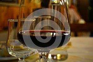 Italia, ltaly, Veneto, Oriago, a glass of red wine, vino, fried beef with blood, family restaurant photo