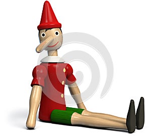 Pinocchio Toy Sitting on the Floor