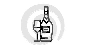 pinot grigio white wine line icon animation