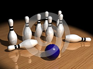 Pins and bowling ball