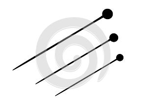 Pins for sewing clothes and pinning something. A sharp safety pin for tailors.