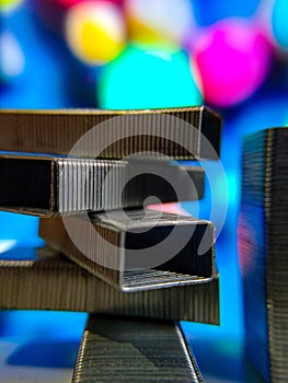 Pins / stapler pins / macro shot / stapler building