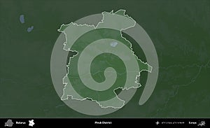 Pinsk District highlighted, Belarus. Physical