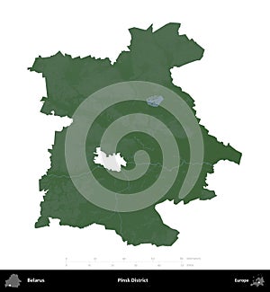 Pinsk District, Belarus, isolated on white. Physical