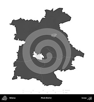 Pinsk District, Belarus, isolated on white. Grayscale
