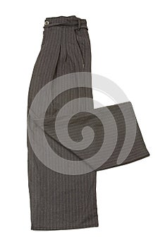 Pinstriped grey elephant pants with ornated details