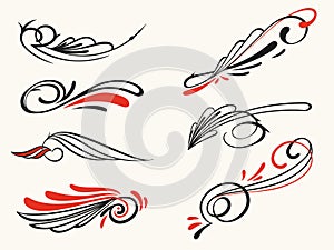 Pinstriping ornament elements, vector set