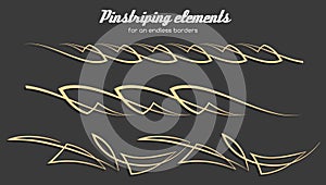 Pinstriping ornament elements, vector set