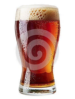 Pint of Beer, cut out, isolated on transparent background.