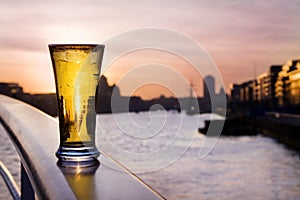 Pint of beer - over Dublin skyline