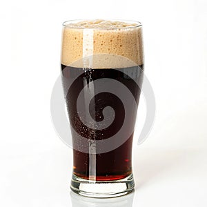 Pint of Dunkel beer isolated on white background
