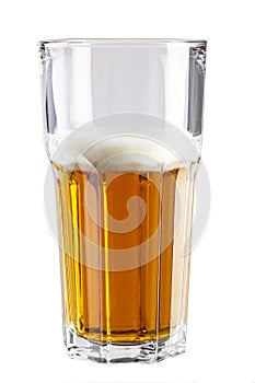 Pint glass half empty isolated on a white background