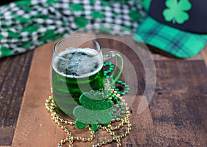 Pint of green beer to celebrate St. Patrick`s Day