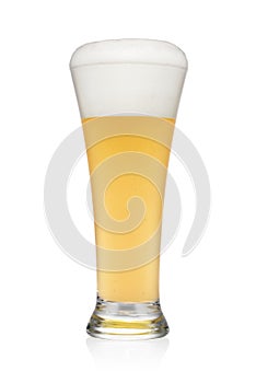Pint of light wheat beer isolated on a white