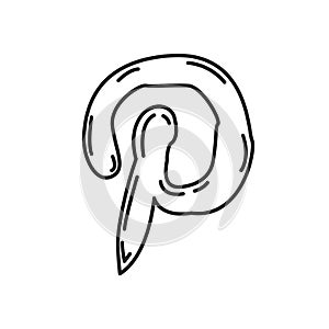 Pinterest Icon vector. Doodle Hand Drawn or Black Outline Icon Style