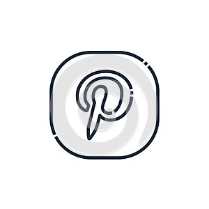 pinterest icon vector from social media logos concept. Thin line illustration of pinterest editable stroke. pinterest linear sign