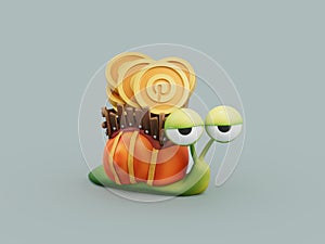 Pinterest Snail Slow Tired Sleepy Social Media Marketing 3D Cartoon  Illustration Render