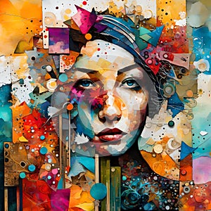 Pintura abstrata de um rosto de mulher arte digital abstrata photo