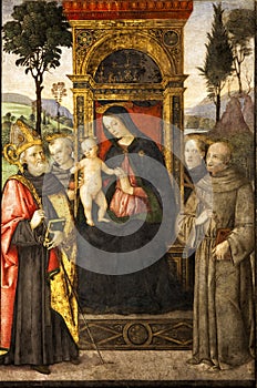 Pinturicchio. Madonna and Child Enthroned with Saints. Santa Maria del Popolo. Rome, Italy