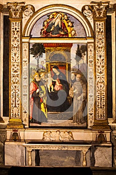 Pinturicchio. Madonna and Child Enthroned with Saints. Santa Maria del Popolo. Rome, Italy