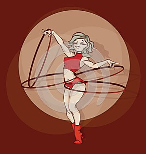 Pinup circus artist. silhouette, inkpen. hooper