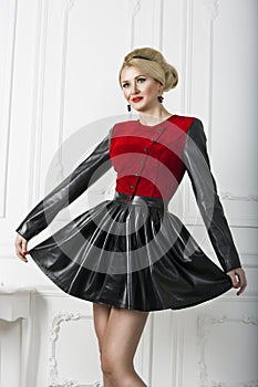 Pinup fashion woman smiling in dress