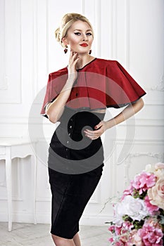 Pinup fashion woman smiling in dress