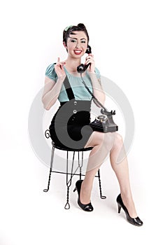 Pinup Girl with Antique Phone
