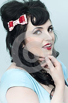 Pinup Girl with Hair Bow