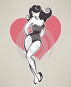 Pinup girl and heart