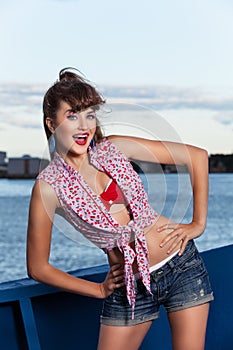 Pinup girl on ship