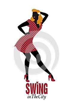 Pinup girl wearing retro clothes dancing