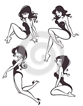 Pinup girls in different poses photo
