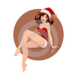 Pinup Marry Christmas and happy new year cartoon girl image