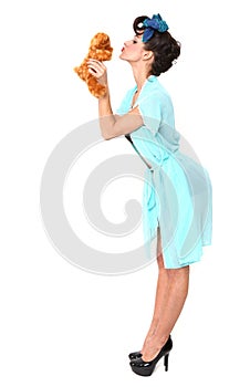 Pinup Model on a White Background