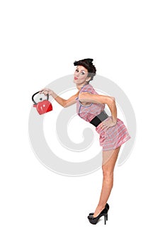 Pinup Model on a White Background