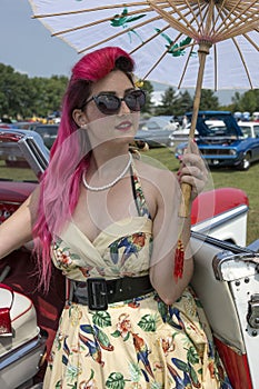 Pinup with umbrella