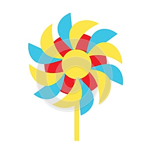 Pinwheel garden paper windmill toy icon. Vector illustration