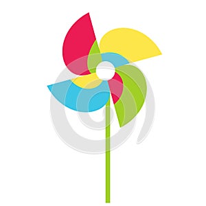 Pinwheel garden paper windmill toy icon. Vector illustration