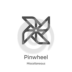 pinwheel icon vector from miscellaneous collection. Thin line pinwheel outline icon vector illustration. Outline, thin line