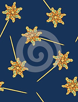 Pinwheel , paper windmill . seamless pattern vector.